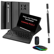Kit Capa Teclado Touchpad P/tablet Lenovo P12 12.7 + Mouse + Caneta Dupla