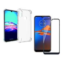 Kit Capa Transparente Antishock para Motorola Moto E6i + Película De Vidro 3D