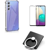 Kit Capa Transparente + Película 3D de Vidro + Anel Suporte Samsung Galaxy A15