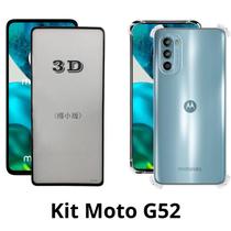 Kit Capa Transparente + Película 3D de Vidro para Motorola Moto G52 Kit Capa Transparente + Película 3D de Vidro para Motorola Moto G52