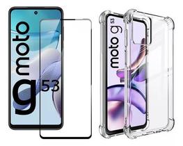 Kit Capa Transparente + Película 3D de Vidro para Motorola Moto G53