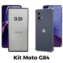 Kit Capa Transparente + Película 3D de Vidro para Motorola Moto G84