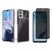 Kit Capa Transparente + Película 3D de Vidro Privacidade Moto G53 Kit Capa Transparente + Película 3D de Vidro Privacidade Moto G53