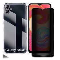 Kit Capa Transparente + Película 3D de Vidro Privacidade Samsung Galaxy A04E Kit Capa Transparente + Película 3D de Vidro Privacidade Samsung Galaxy A04E