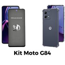 Kit Capa Transparente + Película 3D Privacidade para Motorola Moto G84