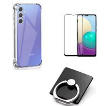 Kit Capa Transparente + Película 3D + Suporte Anel para Samsung Galaxy A14