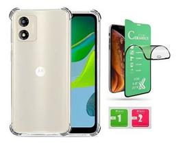 Kit Capa Transparente + Película 9D de Cerâmica para Moto E13