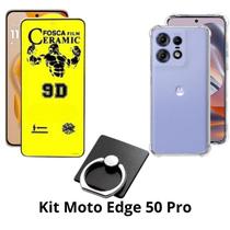 Kit Capa Transparente + Película Cerâmica Fosca + Anel Suporte para Moto Edge 50 Kit Capa Transparente + Película Cerâmica Fosca + Anel Suporte para Moto Edge 50
