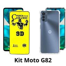 Kit Capa Transparente + Película Cerâmica Fosca para Motorola Moto G82
