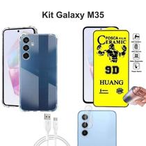 Kit Capa Transparente + Película Cerâmica Fosca + Película Câmera + Cabo USB Tipo C para Samsung Galaxy M35 5G - HUANG