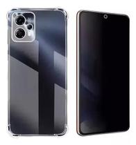 Kit Capa Transparente + Película Cerâmica Fosca Privacidade para Motorola Moto G13
