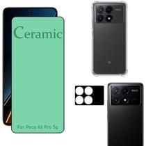 Kit Capa Transparente + Película Cerâmica + Película de Câmera para Xiaomi Poco X6 Pro