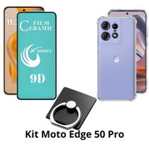 Kit Capa Transparente + Película de Cerâmica + Anel Suporte para Moto Edge 50 Kit Capa Transparente + Película de Cerâmica + Anel Suporte para Moto Edge 50