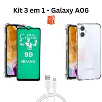 Kit Capa Transparente + Película de Cerâmica + Cabo USB Tipo C para Samsung Galaxy A06