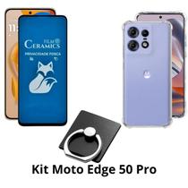 Kit Capa Transparente + Película Fosca Privacidade + Anel Suporte para Moto Edge 50 Kit Capa Transparente + Película Fosca Privacidade + Anel Suporte para Moto Edge 50
