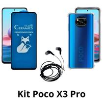 Kit Capa Transparente + Película Fosca Privacidade + Fone de Ouvido para Xiaomi Poco X3 Pro Kit Capa Transparente + Película Fosca Privacidade + Fone de Ouvido para Xiaomi Poco X3 Pro