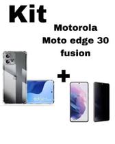 Kit Capa Transparente + Película Fosca Privacidade para Moto Edge 30 Fusion - HUANG
