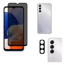 Kit Capa Transparente + Película Fosca Privacidade + Película de Câmera Traseira para Samsung Galaxy M14 Kit Capa Transparente + Película Fosca Privacidade + Película de Câmera Traseira para Samsung Galaxy M14
