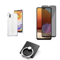 Kit Capa Transparente + Película Fosca Privacidade + Suporte Anel Samsung Galaxy A04E