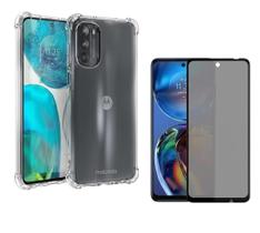 Kit Capa Transparente + Película Privacidade Fosca para Moto E32