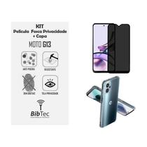 Kit Capa Transparente + Película Privacidade Fosca Para Moto G13