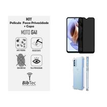 Kit Capa Transparente + Película Privacidade Fosca Para Motorola Moto G41