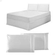 Kit Capa Travesseiro Impermeável+Capa Colchão+Saia Box Queen