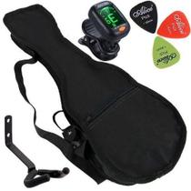 Kit Capa Ukulele Soprano Afinador Suporte Palhetas Carbon