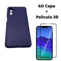 Kit Capa ul Marinho Compatível Galaxy A04S+Pelicula 3D