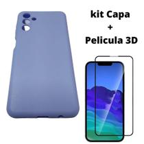 Kit Capa Veludo Lilas Compatível Galaxy A04S+Pelicula 3D