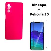 Kit Capa Veludo Pink Compatível Galaxy A04S+ Pelicula 3D