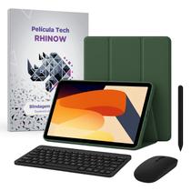 Kit Capa Verde Escuro Slim para Xiaomi Redmi Pad SE 11": Película de vidro + Caneta Precision + Teclado + Mouse