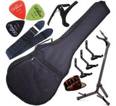 Kit Capa Violão Folk Acolchoada Acessórios + Suporte G3S