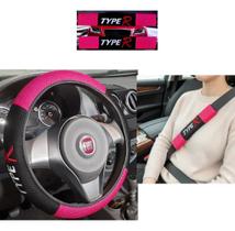 Kit Capa Volante + Protetor De Cinto Universal Automotivo Cor:Rosa