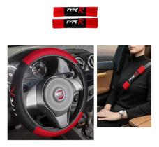 Kit Capa Volante + Protetor De Cinto Universal Automotivo Cor:Vermelho Kit Capa Volante + Protetor De Cinto Universal Automotivo Cor:Vermelho