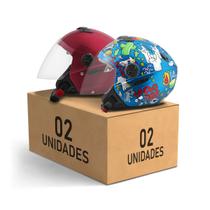 Kit capacete aberto protork new atomic elite + new atomic universe