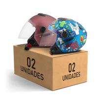 Kit capacete aberto protork new atomic elite + new atomic universe