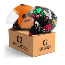 Kit capacete aberto protork new atomic elite + new atomic universe