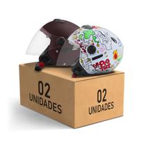 Kit capacete aberto protork new atomic elite + new atomic universe