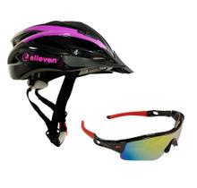 Kit Capacete Bike Elleven Com Led + Óculos Ciclismo proteção Uv