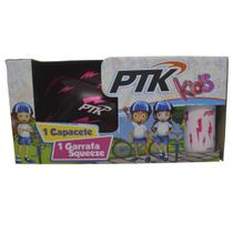 Kit Capacete Ciclismo Kids Raio + Garrafa Squeeze 250ml Rosa