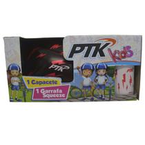 Kit Capacete Ciclismo Kids Raio + Garrafa Squeeze 250ml Vermelho
