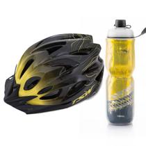 kit Capacete Ciclismo Mtb Raptor3 Tsw Bike garrafa Termica Amarelo