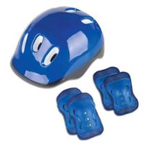 Kit Capacete Com Joelheiras e Cotoveleiras Azul Fenix