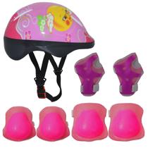 Kit Capacete Cotoveleira Joelheira Infantil Bike Skate Rosa - KTR