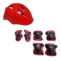 Kit Capacete Cotoveleira Joelheira Patins Skate Patinete Infantil Cor:Vermelho LisoTamanho:ÚnicoGenero:Unissex