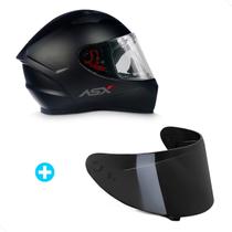 Kit Capacete Fechado ASX Draken Solid Preto Fosco com Viseira Fumê Kit Capacete Fechado ASX Draken Solid Preto Fosco com Viseira Fumê