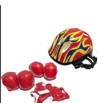 Kit capacete infantil joelheiras cotoveleiras segurança multiuso