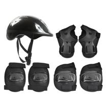 Kit Capacete Infantil Proteção Bicicleta Patins Skate Preto Kit Capacete Infantil Proteção Bicicleta Patins Skate Preto