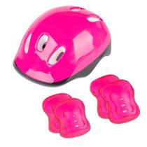 Kit capacete joelheira e cotoveleira rosa escuro - Fenix